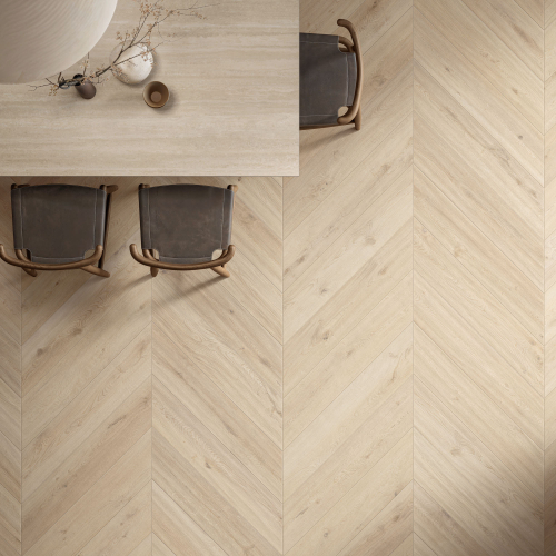 CAESAR Rever Almond Chevron 20x120 CUCINA P1