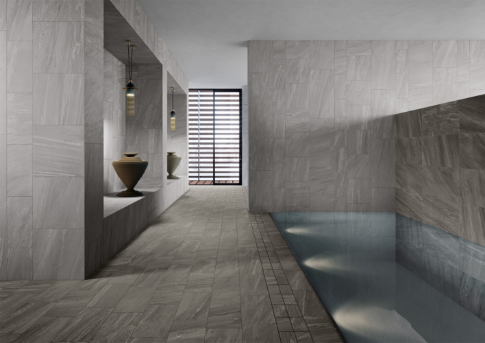 SPA con pezzi speciali piscina effetto pietra2