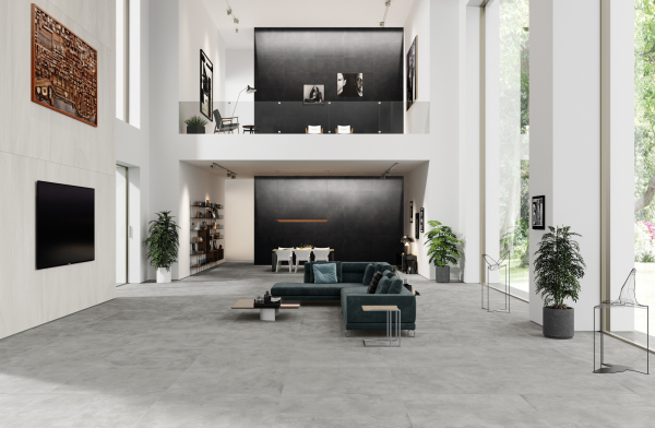 Black gray and white floors and wools home design