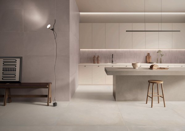 CAESAR lancio Prima Chalk 120x120 Concrete 120x278 Powder 60x120 CUCINA SITO