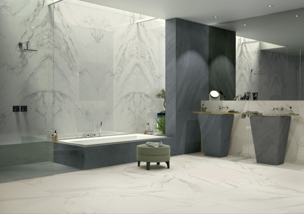 Marble and stone look bathroom