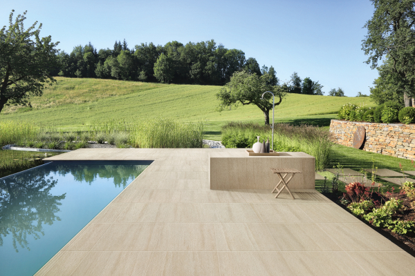 Stone look pool ceramic tiles trim pieces
