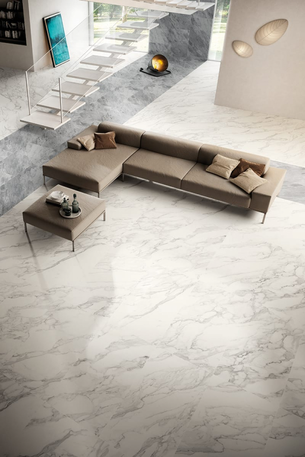 caesar gres porcellanato effetto marmo pavimento soggiorno