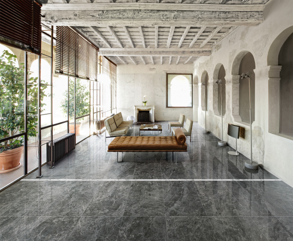 grey marble look living room